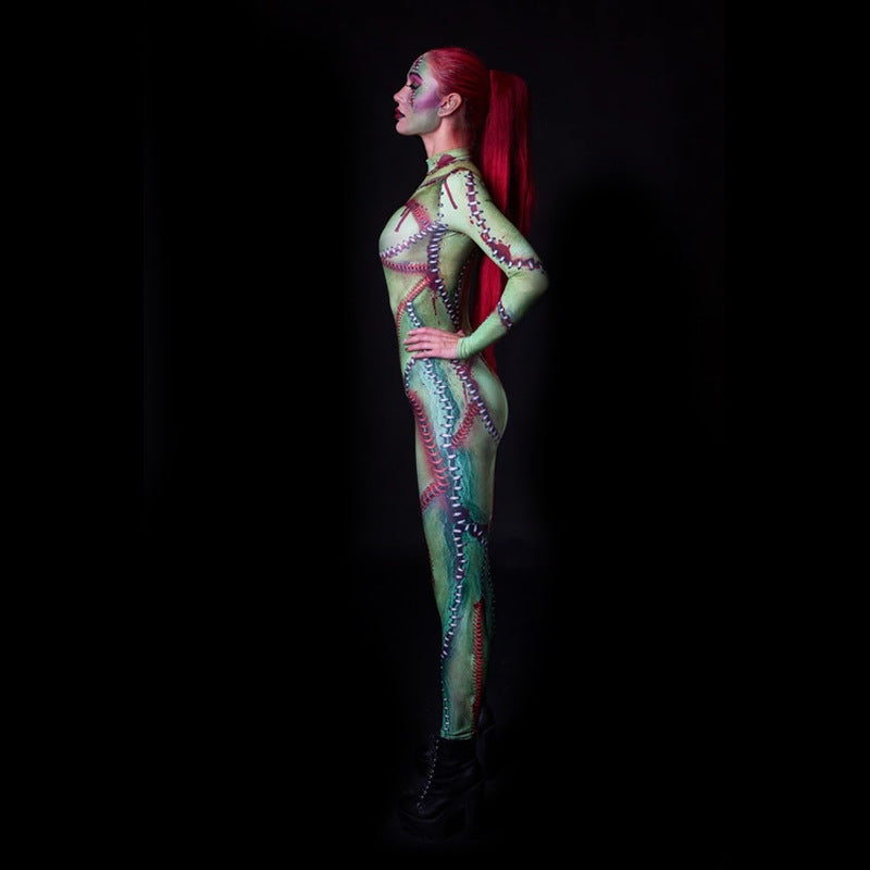 Halloween Costume Ladies Masquerade 3D Printed Jumpsuit