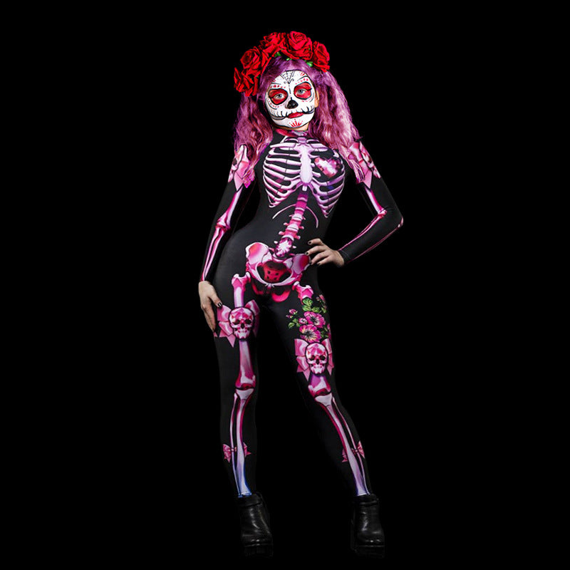 Halloween Costume Dance Horror Skull Parent Jumpsuit for Women