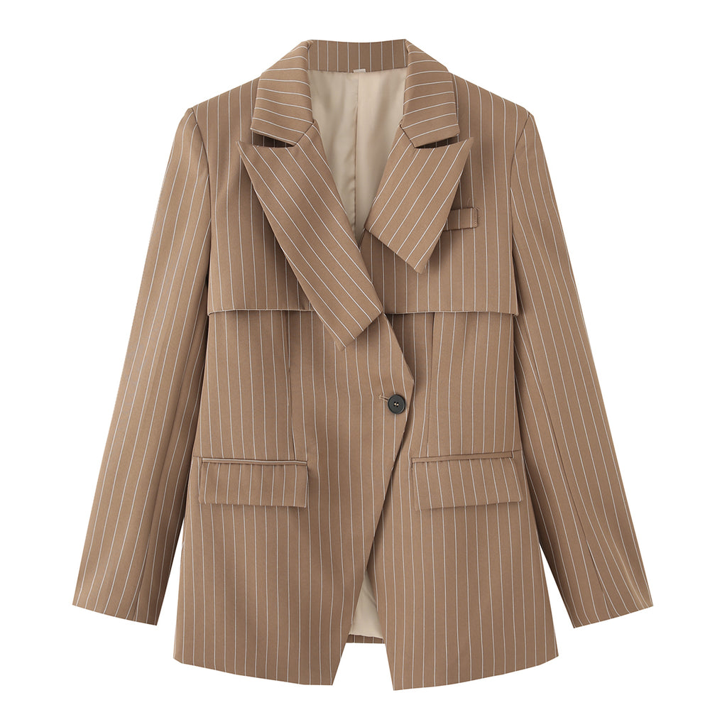 Autumn Women Clothing Old Money Striped Loose Blazer Women