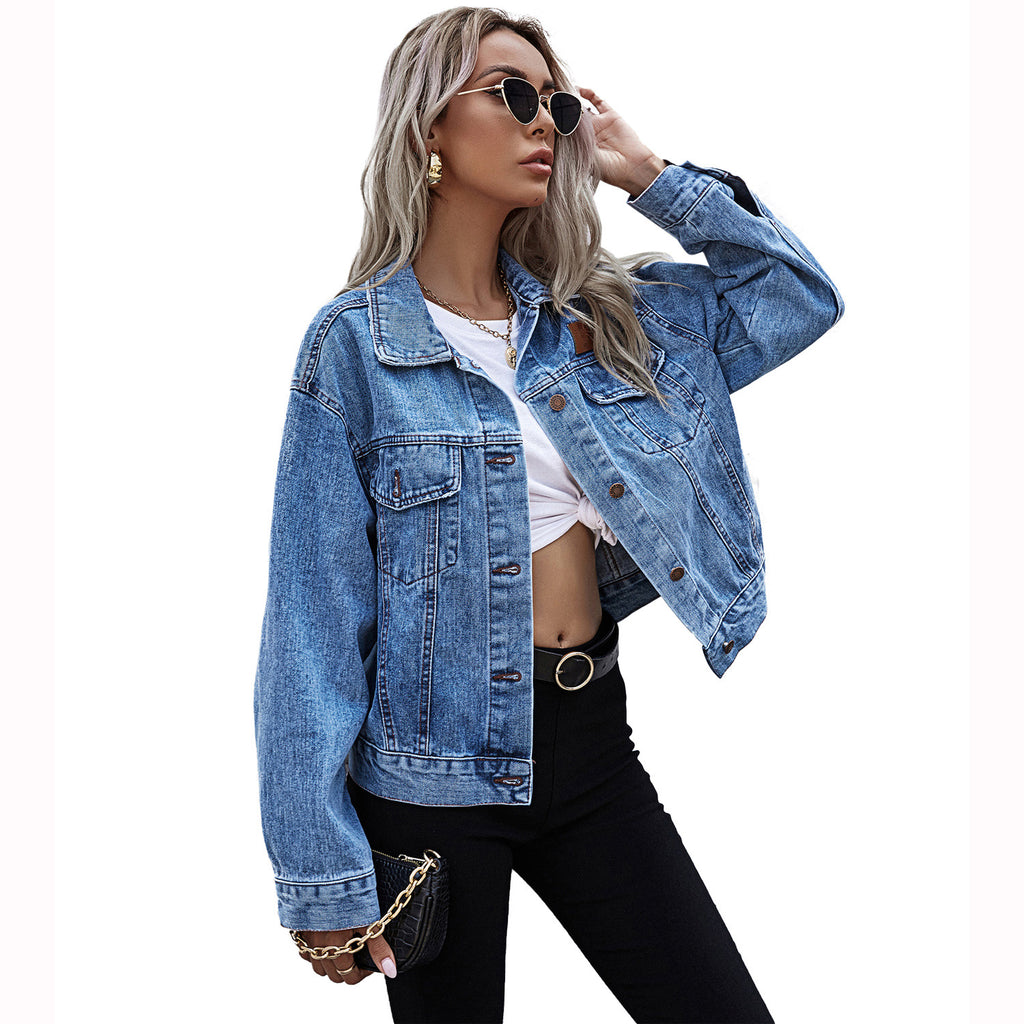 Women Clothing Office Loose Denim Jacket Autumn Winter