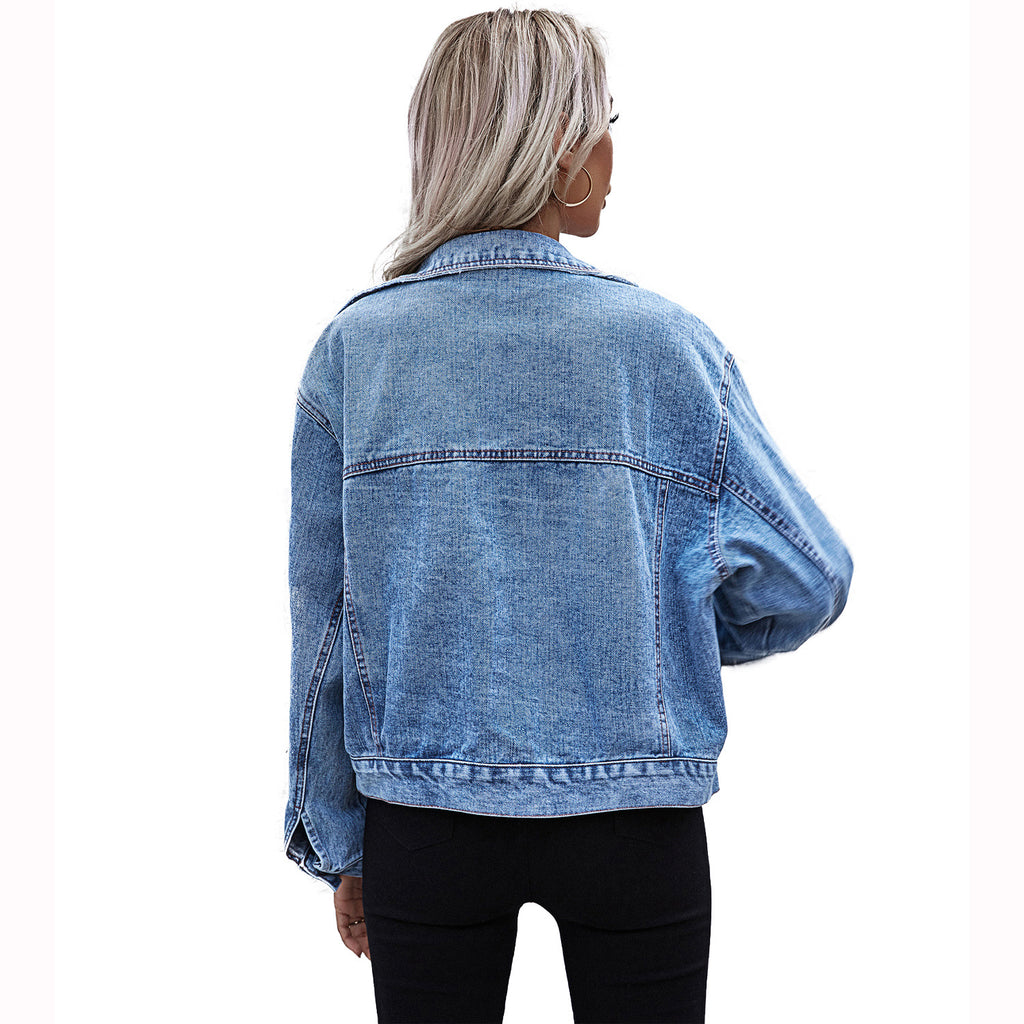 Women Clothing Office Loose Denim Jacket Autumn Winter