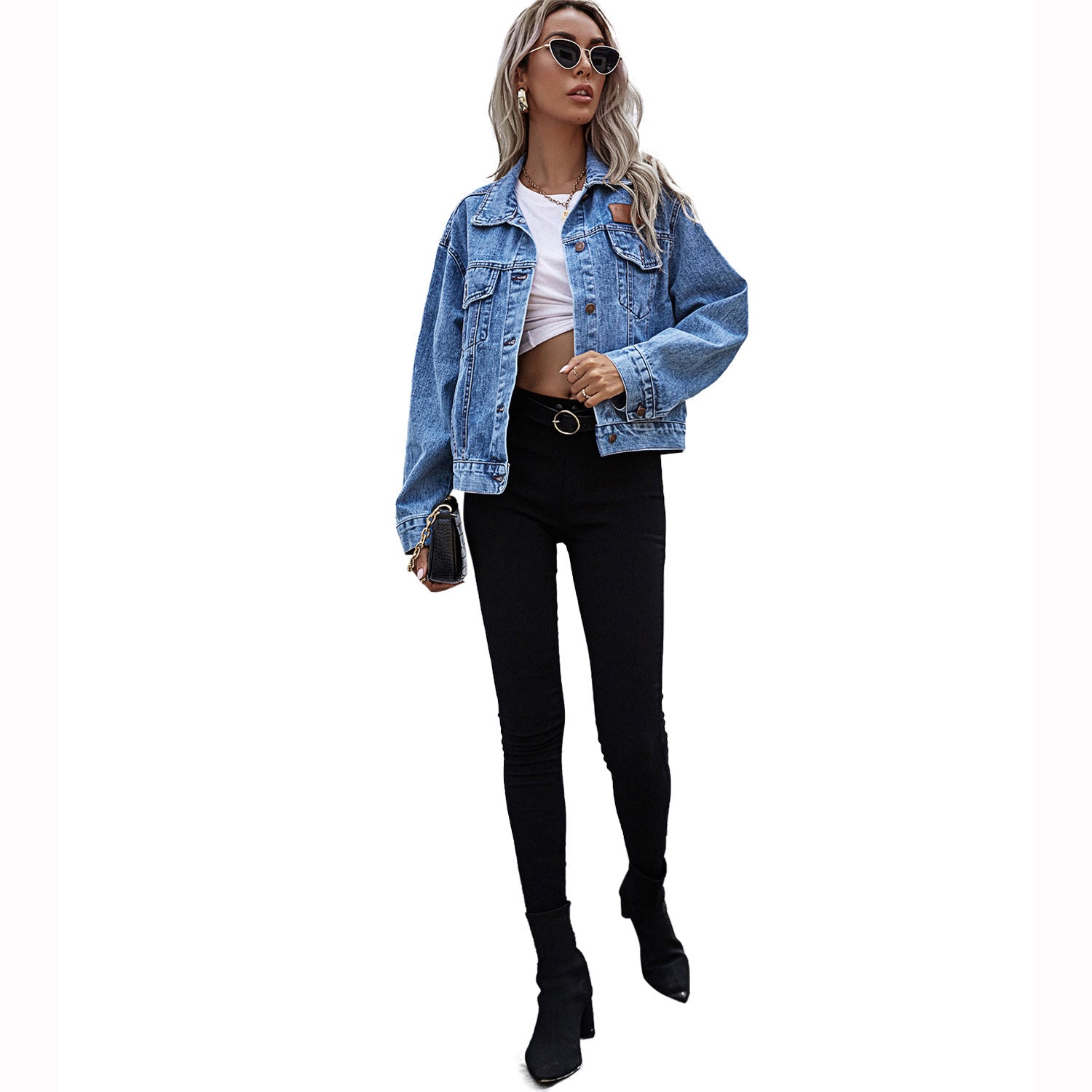 Women Clothing Office Loose Denim Jacket Autumn Winter