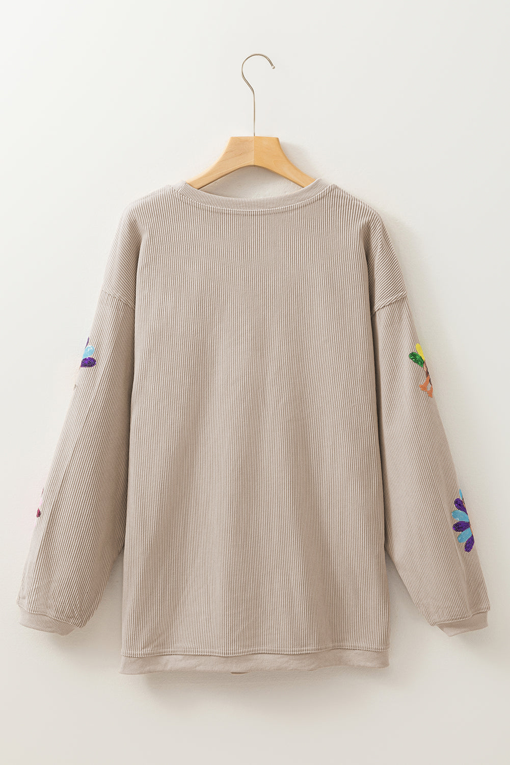 Smoke Gray Turkey Patch Application Graphic Corded Sweatshirt