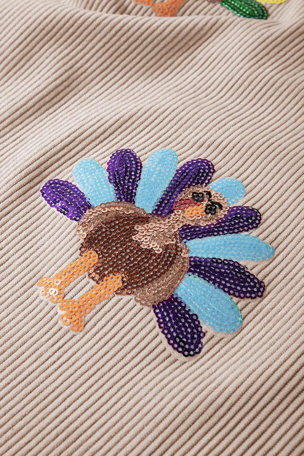 Smoke Gray Turkey Patch Application Graphic Corded Sweatshirt