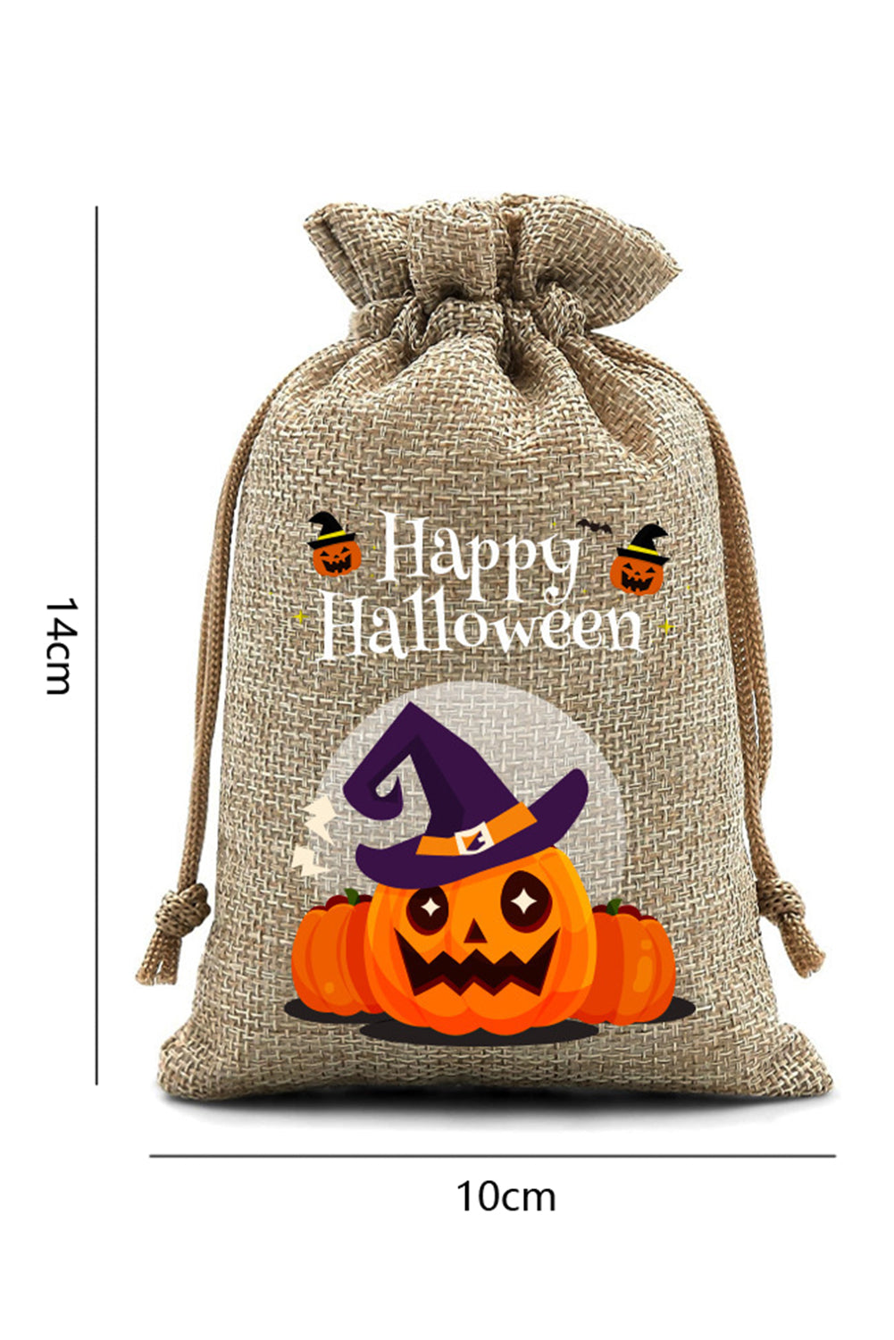 Orange Pumpkin Witch Halloween Party Gift Burlap Bag
