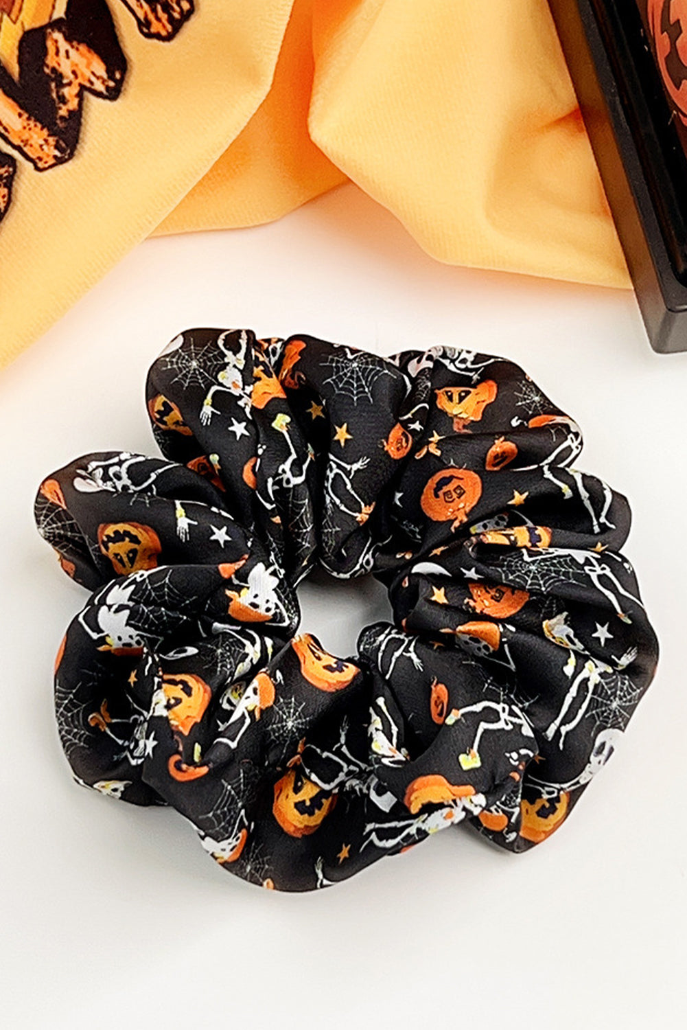 Black Halloween Pumpkin Ghost Hair Scrunchie