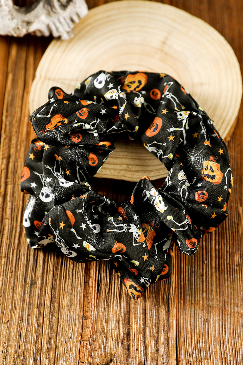 Black Halloween Pumpkin Ghost Hair Scrunchie