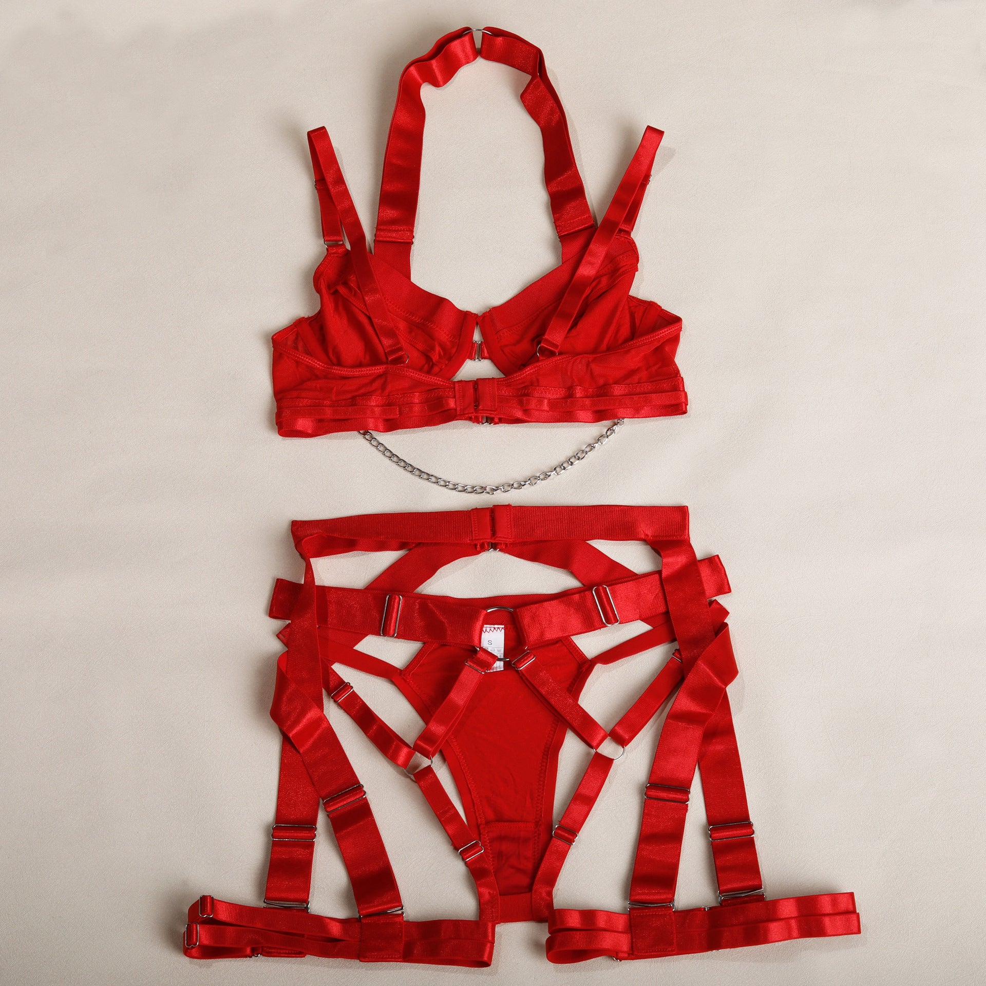 Summer Hollow Out Cutout out Lace up Cross Sexy Lingerie Body Shaping Two Piece Set