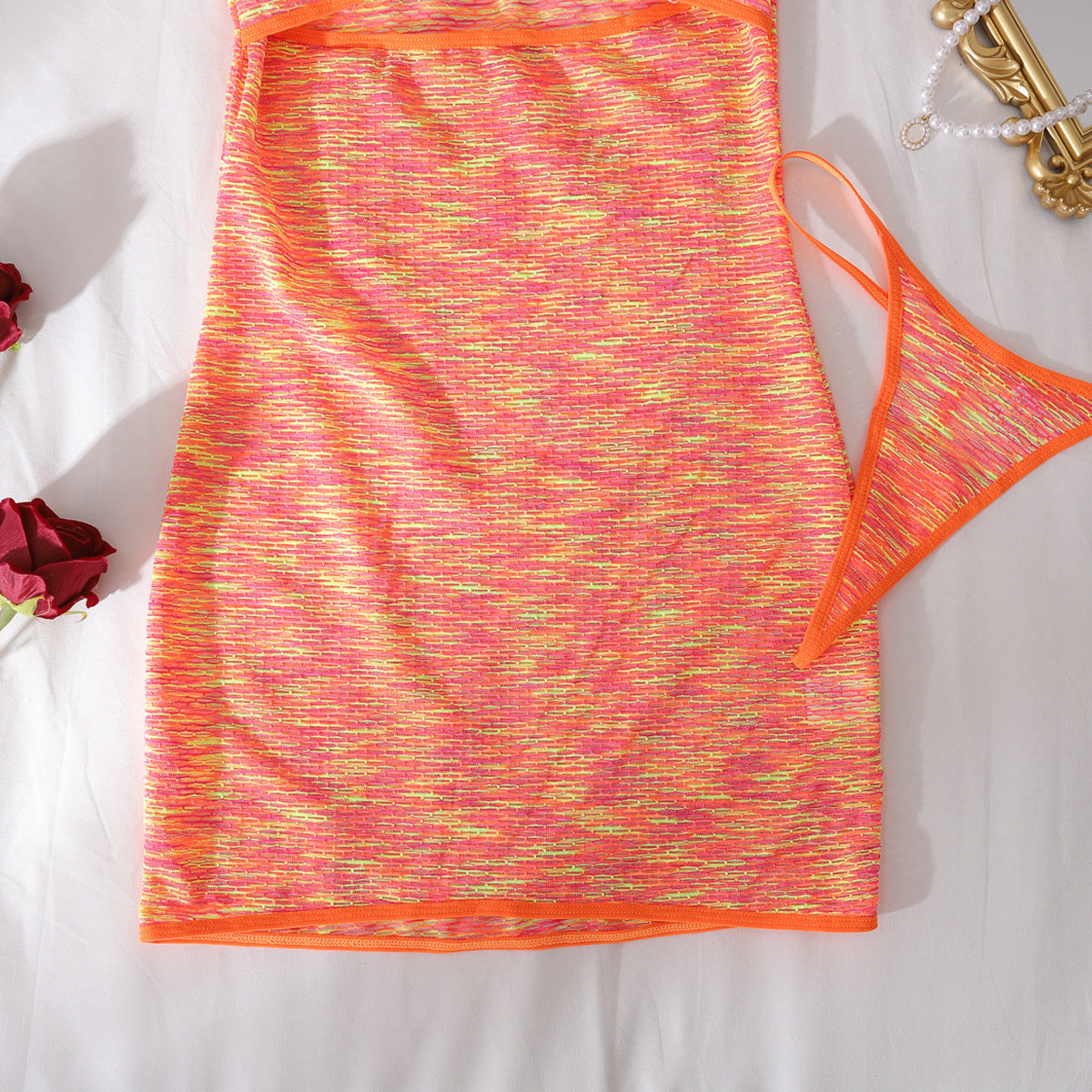 Sexy Seaside Vacation Two Piece Sets Casual Hollow Out Cutout Slim Fit Hip Spaghetti Straps Dress