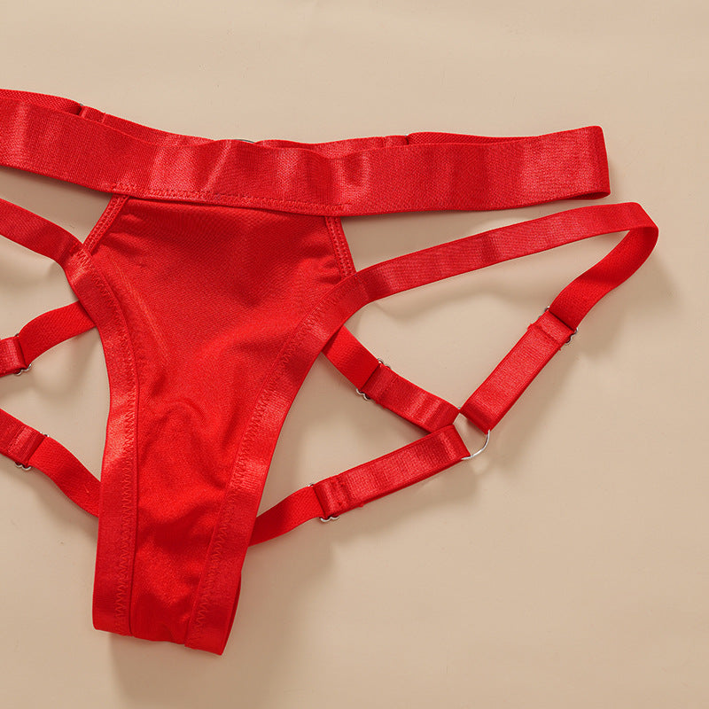 Summer Hollow Out Cutout out Lace up Cross Sexy Lingerie Body Shaping Two Piece Set