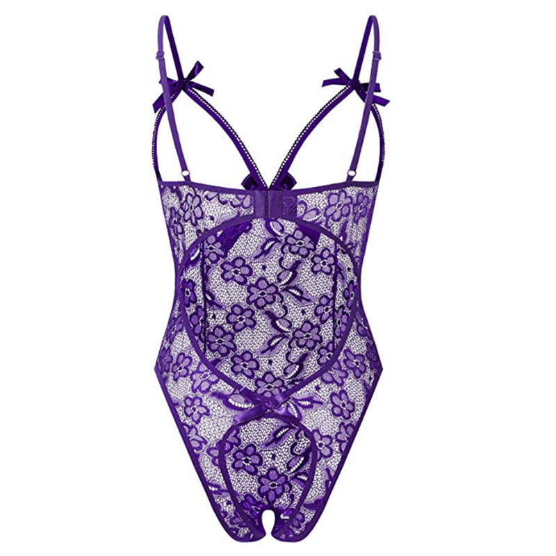 Sexy Lingerie Sling Open Crotch Sexy Backless Siamese Pajamas Lace See through Tights