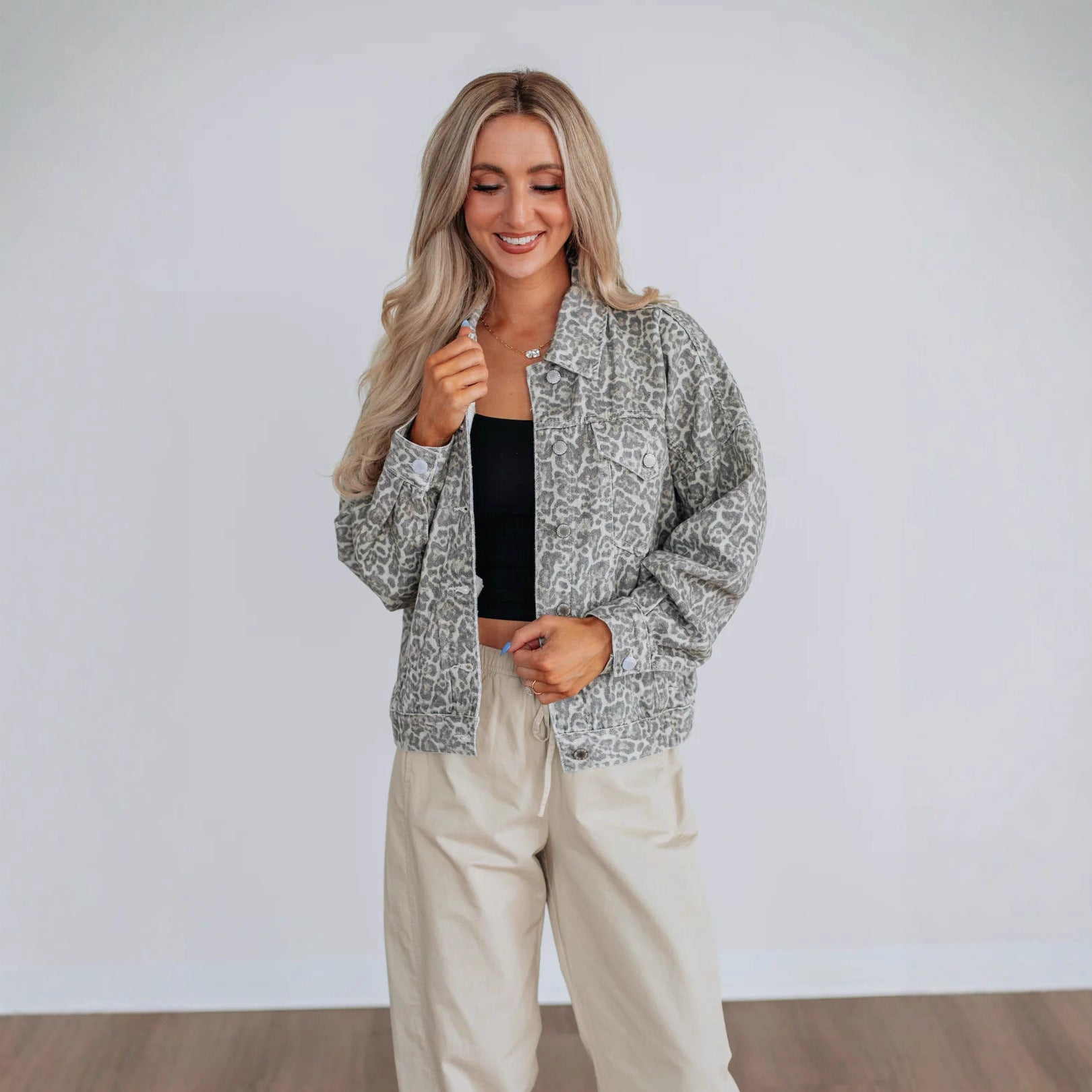 All Matching Loose Washed-out Printed Coat Denim Jacket Women