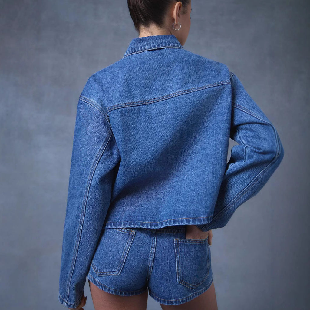 Women Loose Casual Strap Denim Coat