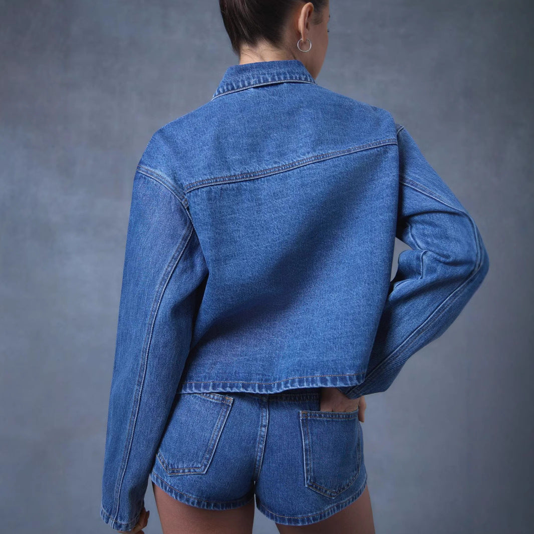 Women Loose Casual Strap Denim Coat