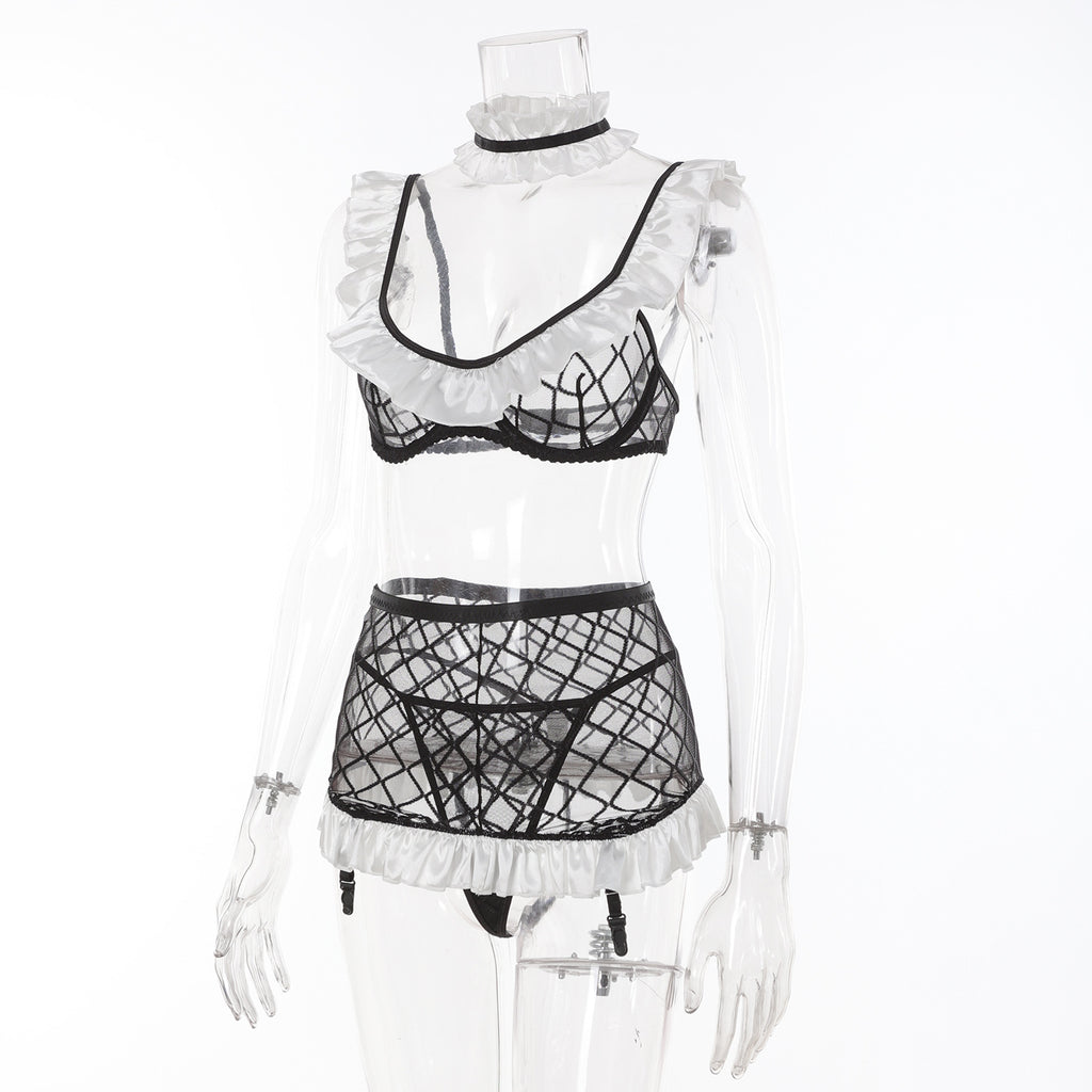 High Profile Figure Sheer Mesh Home Maid Costume Three Piece Set