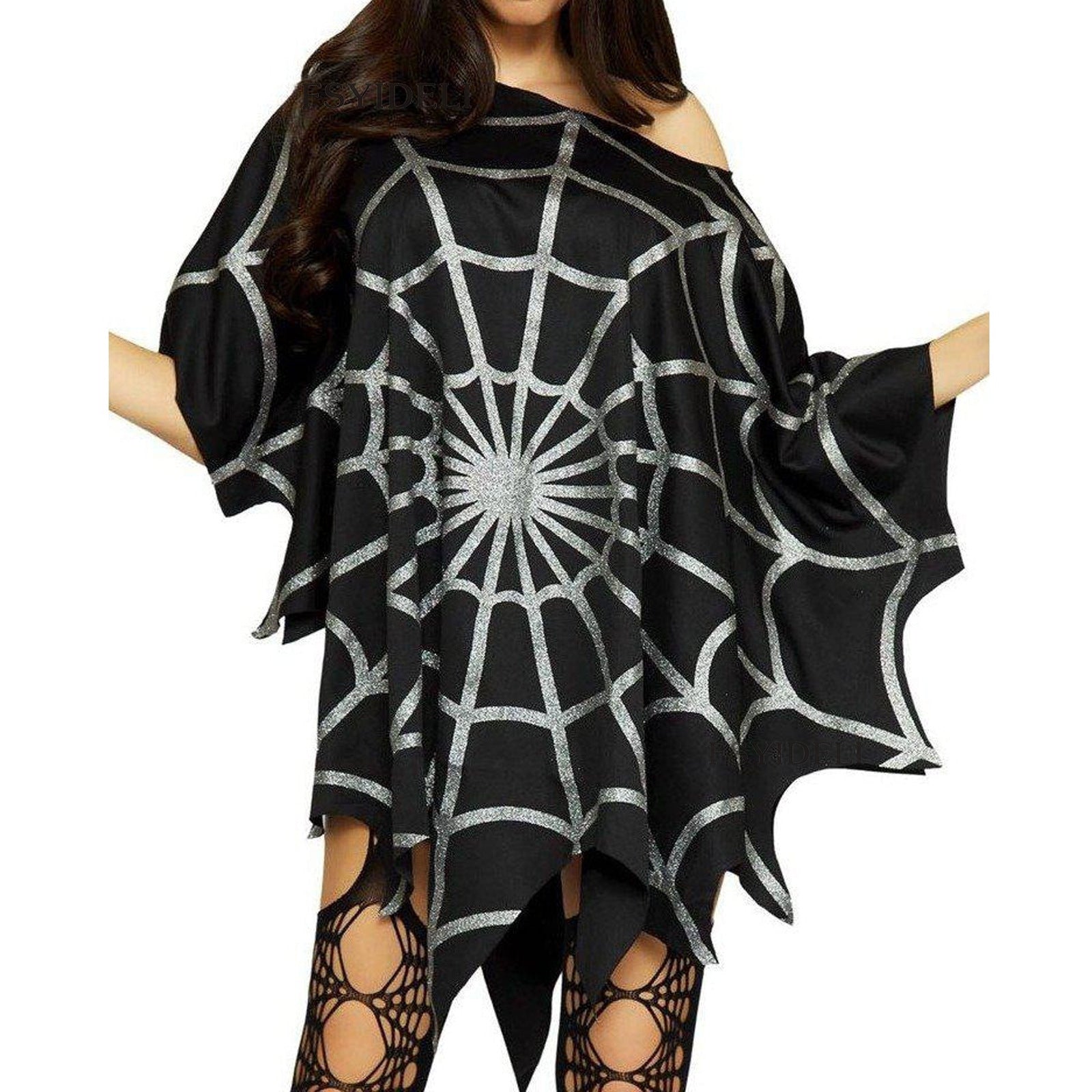 Halloween Spider Web Cloak Arrival Festival Costume Party Cosplay Cape Top