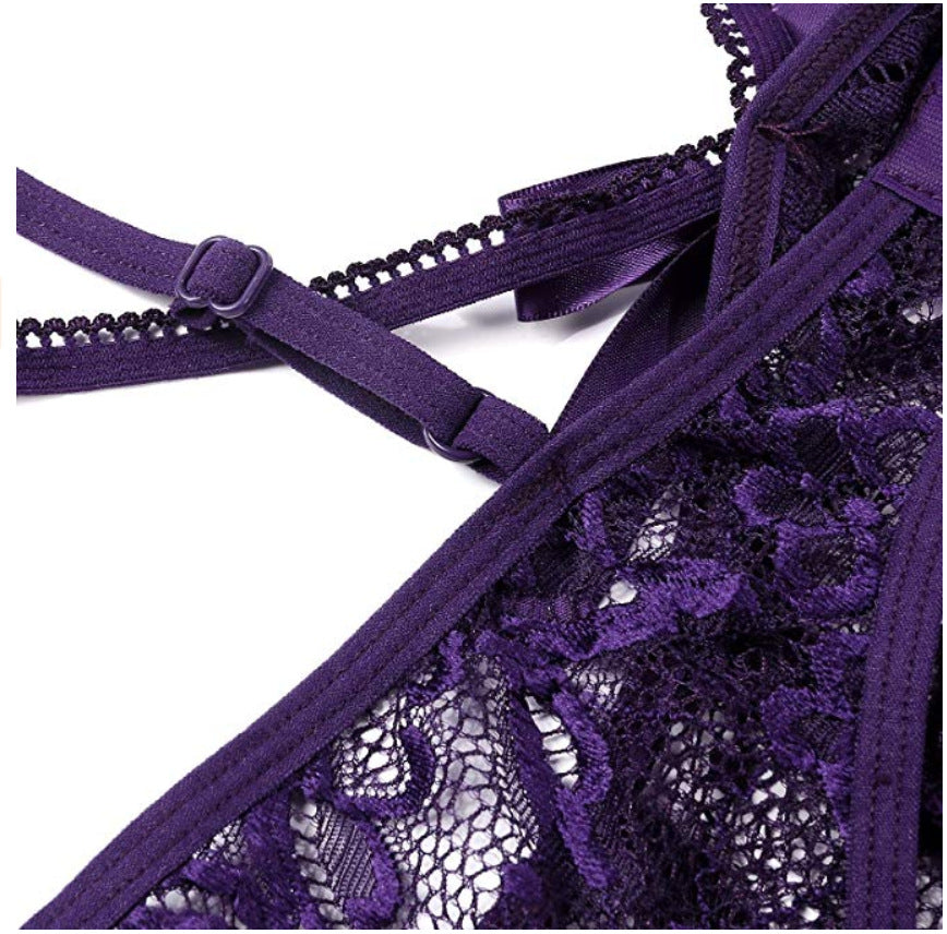 Sexy Lingerie Sling Open Crotch Sexy Backless Siamese Pajamas Lace See through Tights