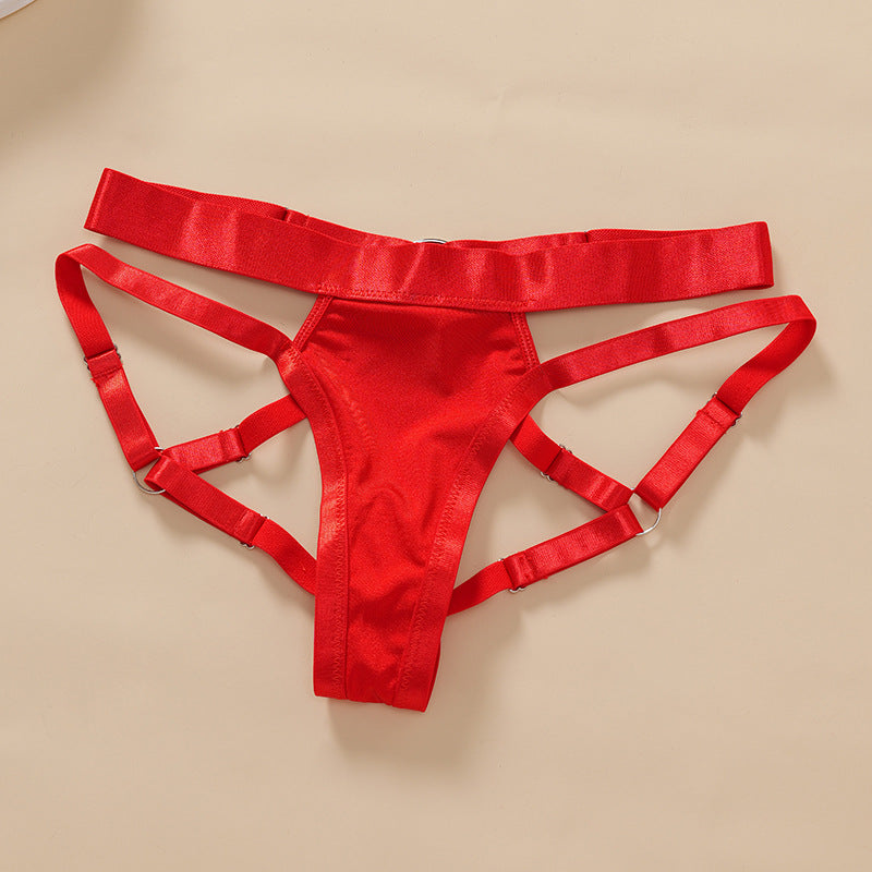 Summer Hollow Out Cutout out Lace up Cross Sexy Lingerie Body Shaping Two Piece Set
