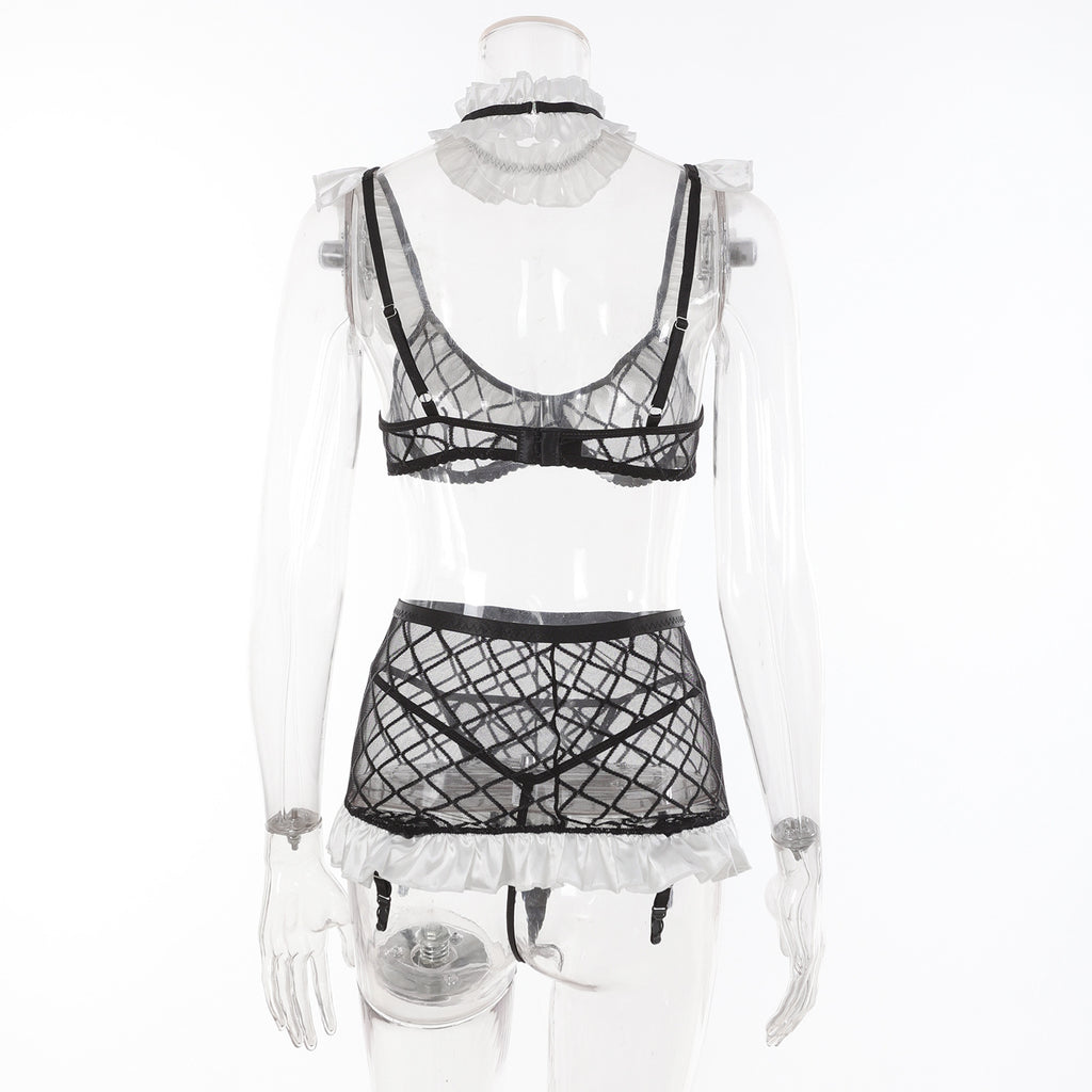 High Profile Figure Sheer Mesh Home Maid Costume Three Piece Set