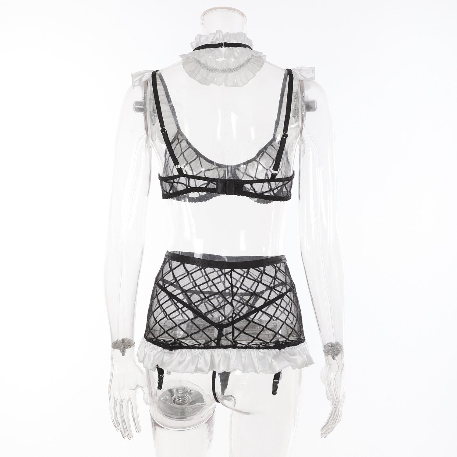 High Profile Figure Sheer Mesh Home Maid Costume Three Piece Set