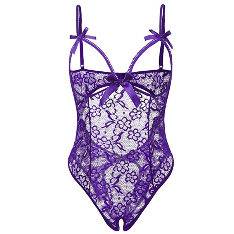 Sexy Lingerie Sling Open Crotch Sexy Backless Siamese Pajamas Lace See through Tights