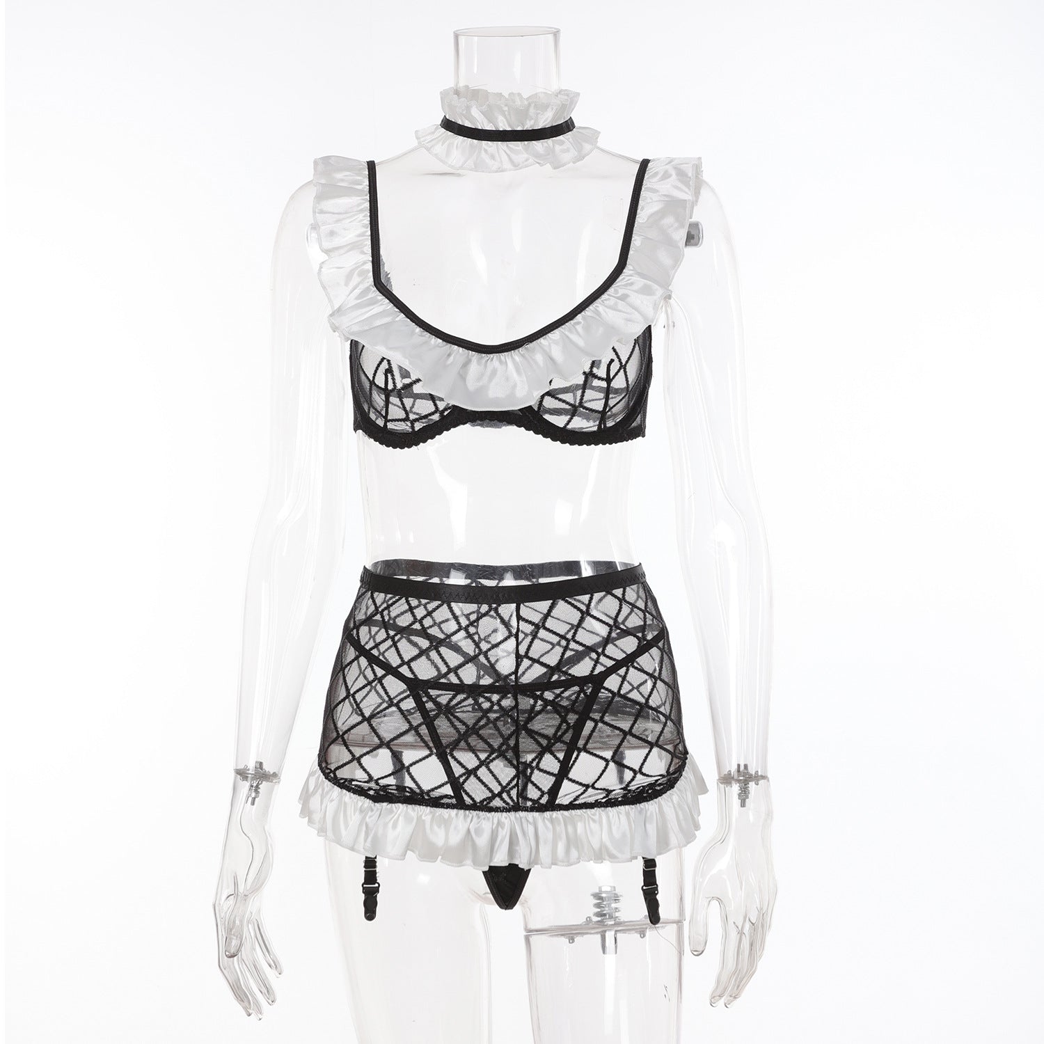 High Profile Figure Sheer Mesh Home Maid Costume Three Piece Set