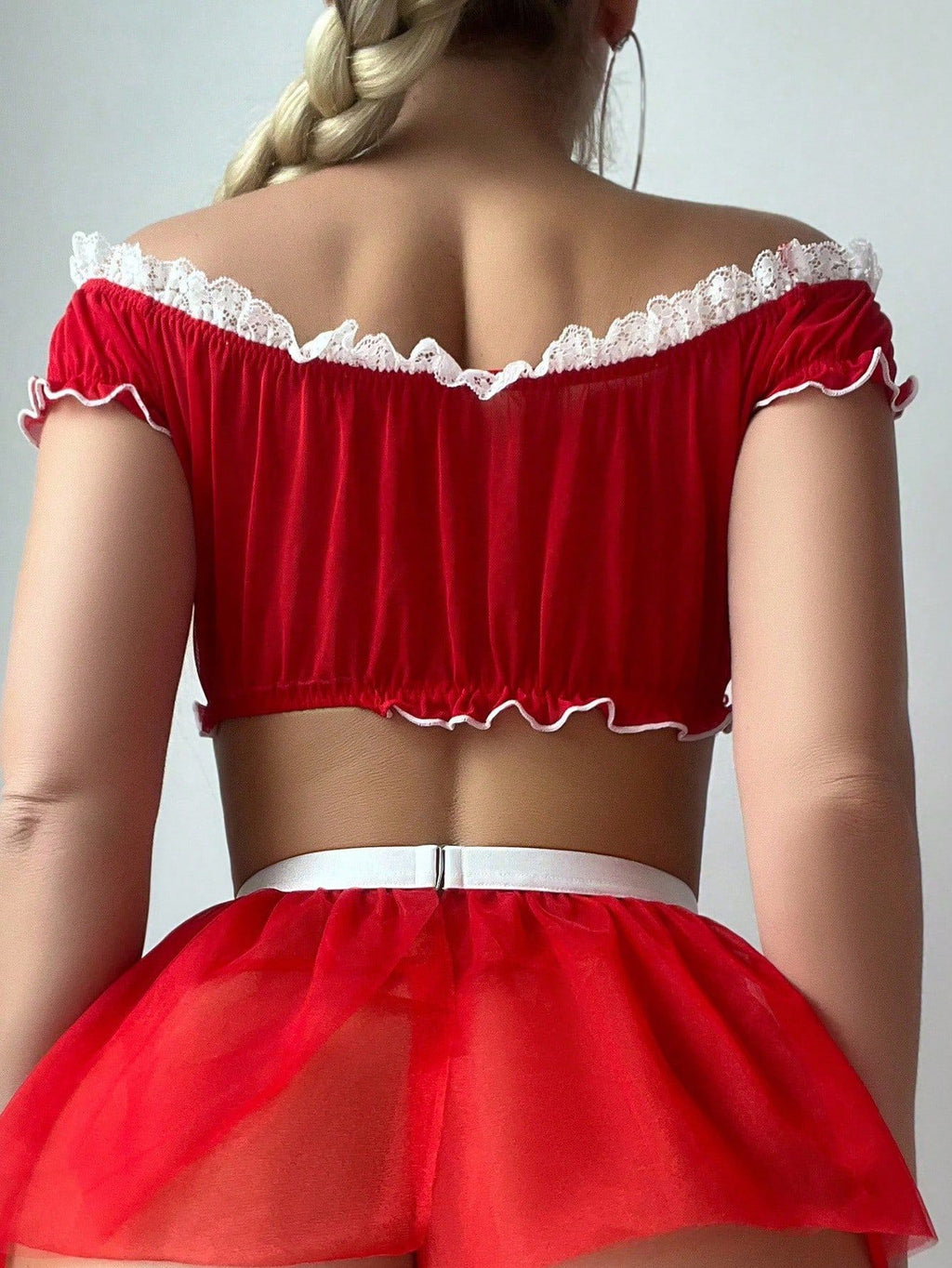 Sexy Lace off Shoulder Maid Costume Seductive Role Playing Uniform Sexy Lingerie Women Stockings