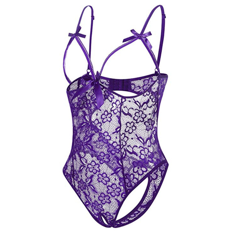 Sexy Lingerie Sling Open Crotch Sexy Backless Siamese Pajamas Lace See through Tights