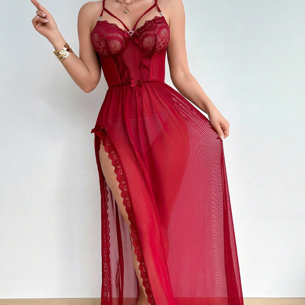 Sexy Lace Cutout Pajamas Jumpsuit See through Lingerie Sexy Lingerie Dress